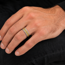 Silver And 9ct Yellow Gold Flat Court Celtic Weave Wedding Ring