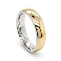 Silver And 9ct Yellow Gold 5mm Court Wedding Ring