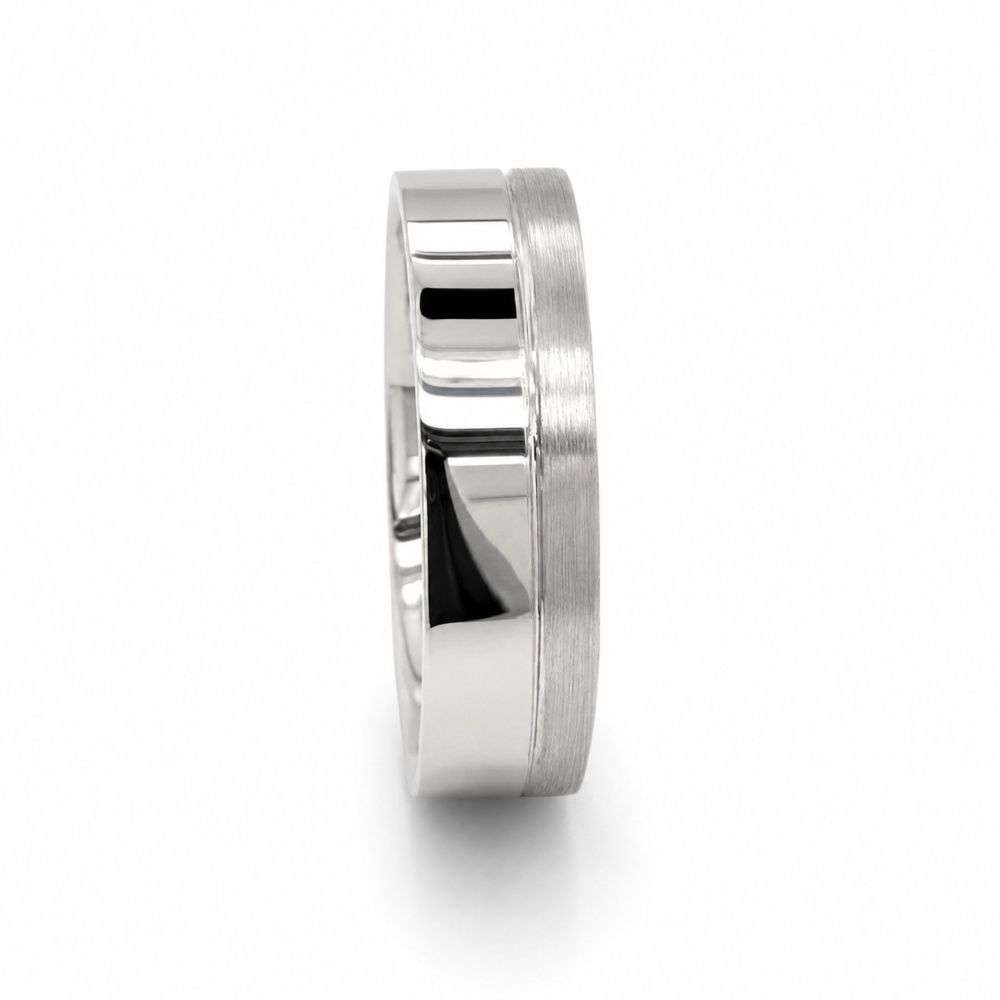 PLFCD1506MM Palladium Flat Court 5mm Matt Edge Wedding Ring Front Image