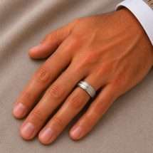 Argentium Palladium Men’s 6mm Matt Lined Wedding Ring