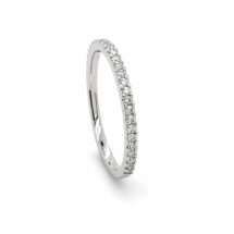 9ct White Gold 15pts Diamond Gypsy Set Wedding Ring