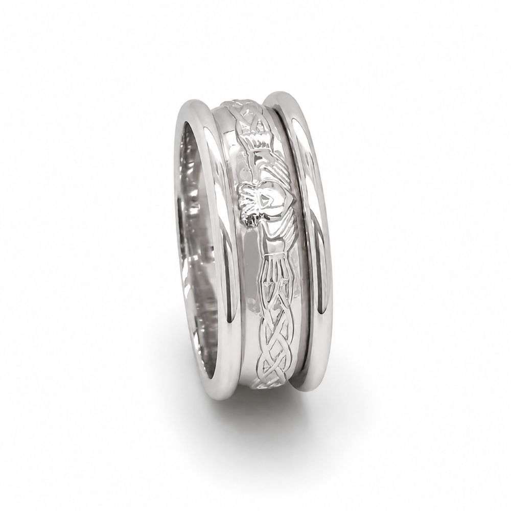RSLD-002 Sterling silver celtic warrior claddagh design centre wedding ring front image