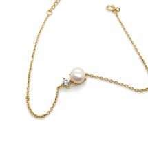 Sterling Silver Gold Pearl And CZ Bracelet