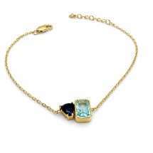 Sterling Silver Gold Sapphire Blue Topaz Colour CZ Bracelet