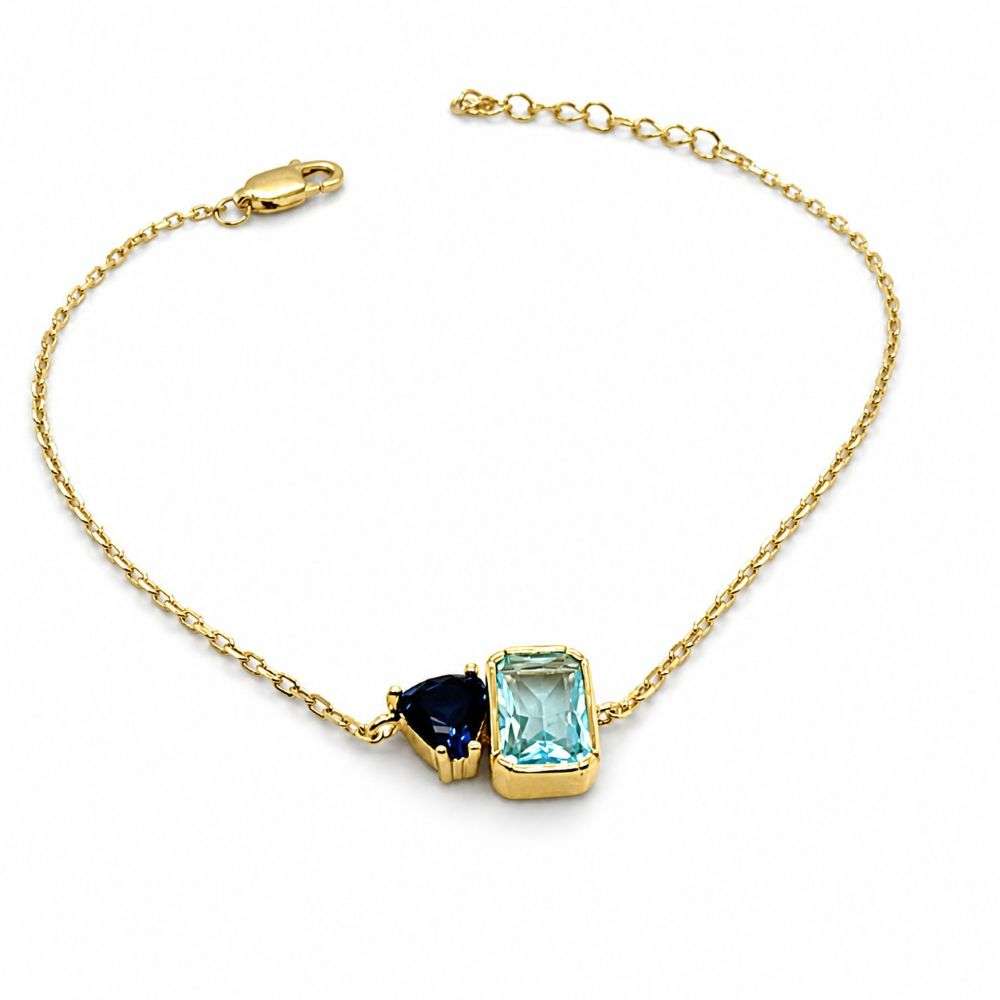 SBR024C Sterling silver gold sapphire topaz colour cz link bracelet front image SBR024C Sterling silver gold sapphire topaz colour cz link bracelet front image
