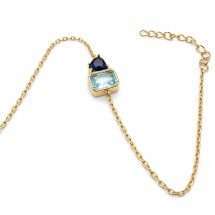 Sterling Silver Gold Sapphire Blue Topaz Colour CZ Bracelet