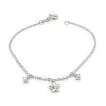 Sterling Silver CZ Star Childs Charm Bracelet
