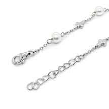 Sterling Silver Childs Pearl And Cross Link Bracelet