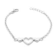 Sterling Silver Childs Triple Heart Adjustable Bracelet