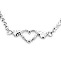 Sterling Silver Childs Triple Heart Adjustable Bracelet