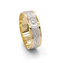 10ct Yellow Gold And Silver Celtic Warrior 6mm Wedding Ring