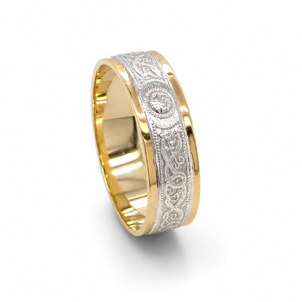 SCL152-G 10ct yellow gold and silver celtic warrior wedding ring front image