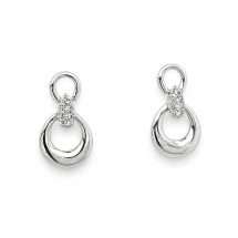 Sterling Silver Double Circle CZ Set Drop Earrings