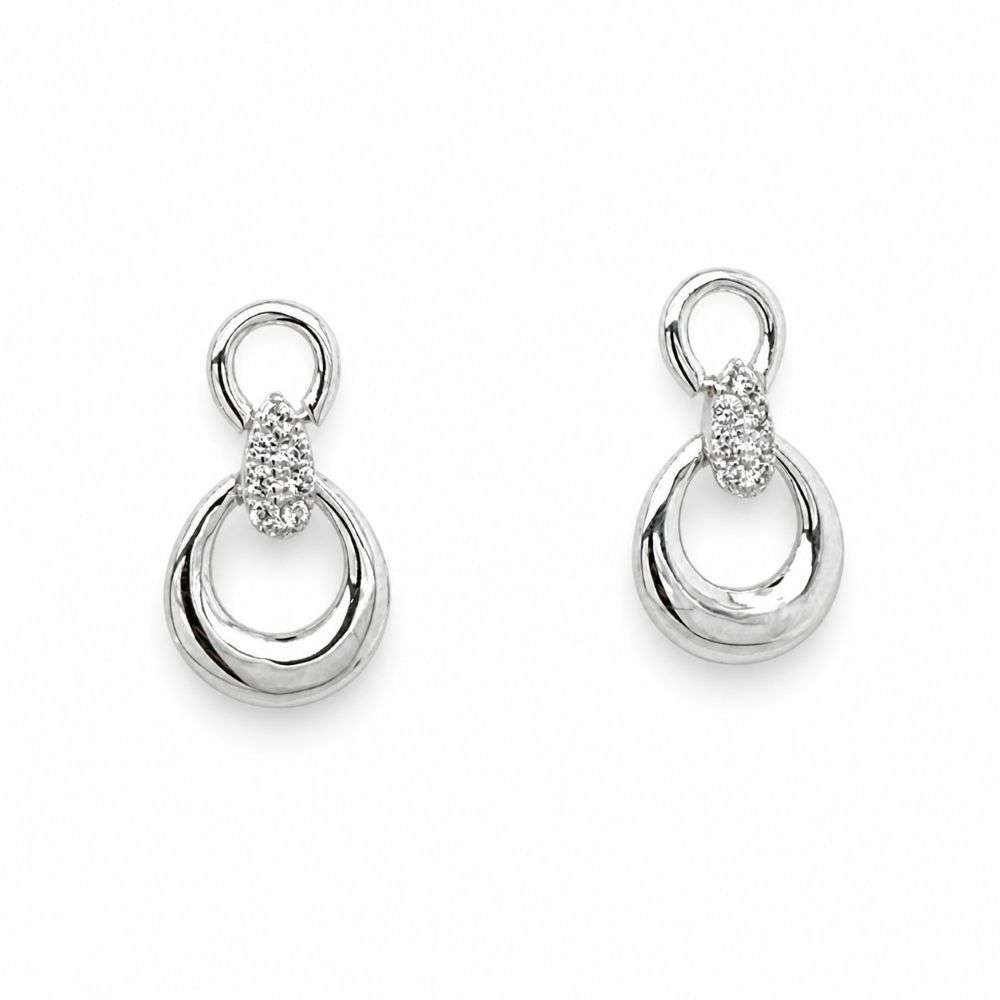 SE082D Sterling silver double circle cz set drop earrings front image SE082D Sterling silver double circle cz set drop earrings front image