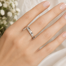 9ct White Gold 10pts Diamond Off Set Channel Wedding Ring
