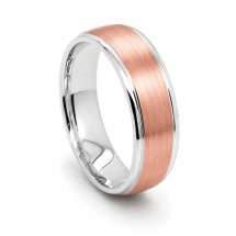 Argentium And 9ct Rose Gold Matt Centre Court Wedding Ring
