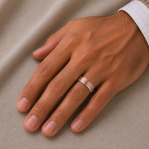 Argentium And 9ct Rose Gold Matt Centre Court Wedding Ring
