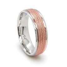 Argentium 9ct Gold 6mm Flat Court Woven Centre Wedding Ring