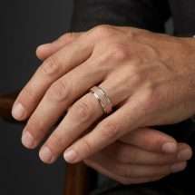 Argentium 9ct Gold 6mm Flat Court Woven Centre Wedding Ring