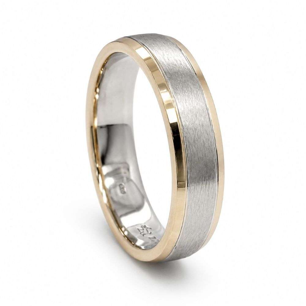 SL9Y5MMDC313BC 9ct yellow gold 5mm soft court wedding ring edge matt silver centre front image SL9Y5MMDC313BC 9ct yellow gold 5mm soft court wedding ring edge matt silver centre front image