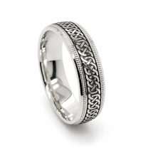 Argentium And Palladium 6mm Celtic Weave Centre Wedding Ring