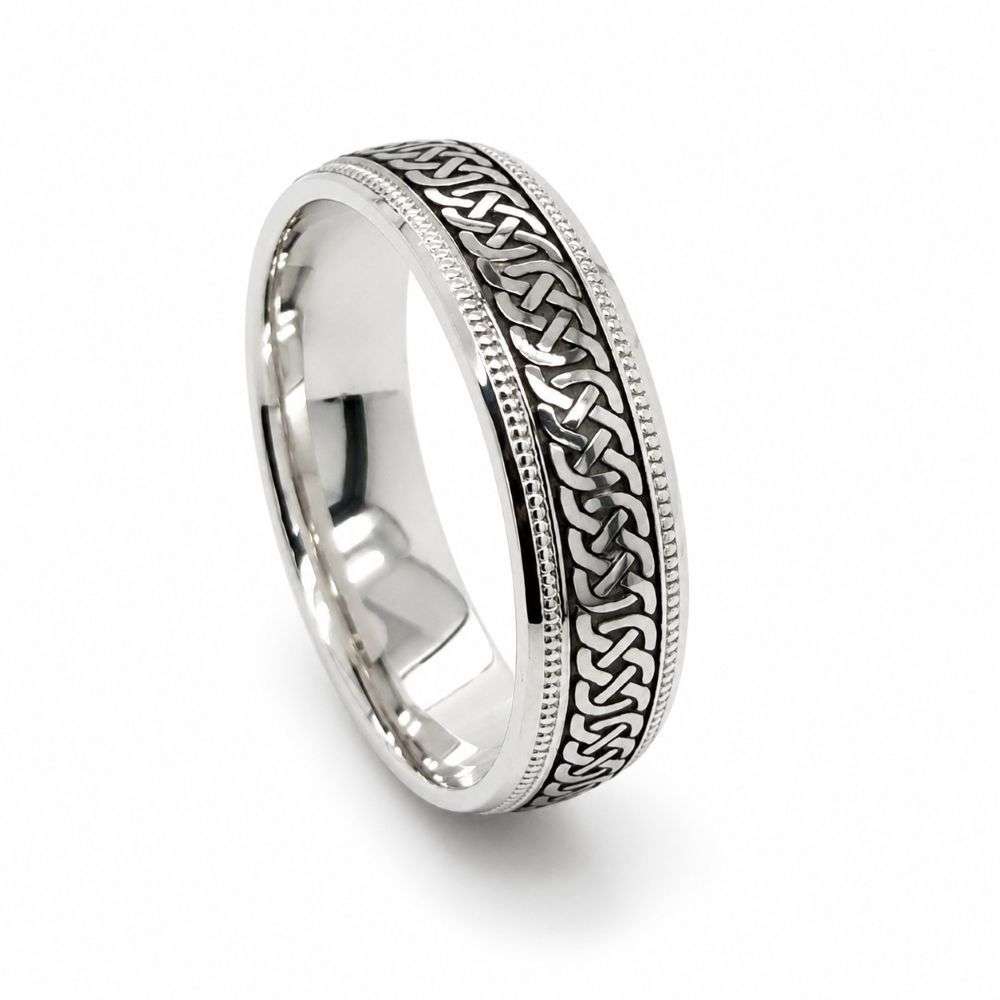 SLPL6MML110 Argentium And Palladium Celtic Weave 6mm Traditional Court Wedding Ring Front Image