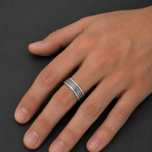 Argentium And Palladium 6mm Celtic Weave Centre Wedding Ring