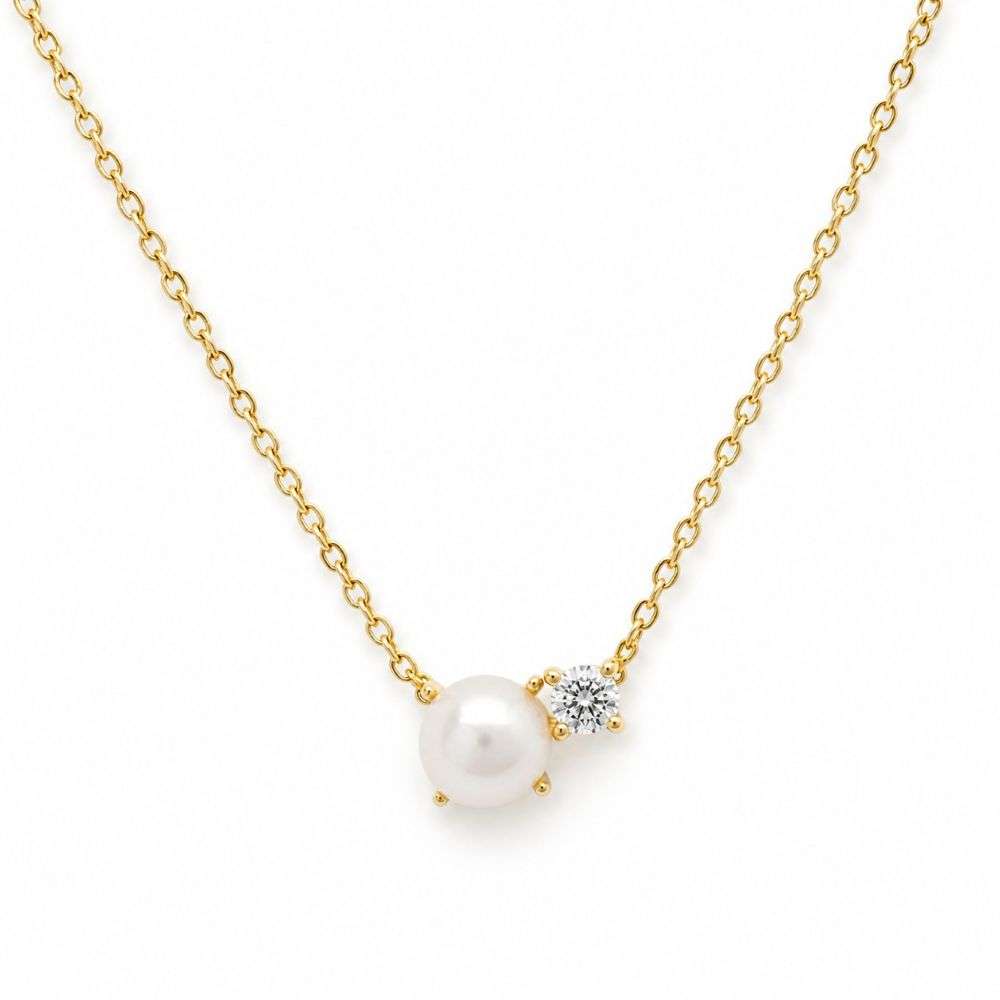 SN052D Sterling silver pearl cz gold plated necklace front image