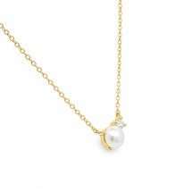 Sterling Silver Gold Pearl And CZ Necklace