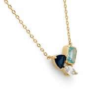 Sterling Silver Gold Sapphire Blue Topaz Colour CZ Necklace