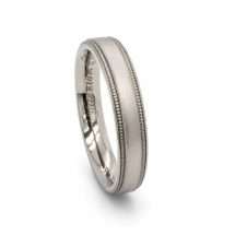 Titanium Men's 4mm Court Beaded Edge Matt Finish Ring