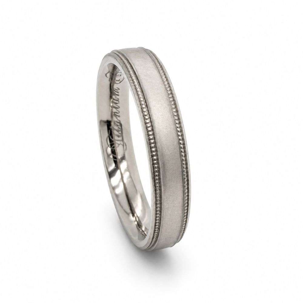 TIMTCTMILL4MM Titanium 4mm Traditional Court Beaded Edge Matt Finish Wedding ring Straight Image TIMTCTMILL4MM Titanium 4mm Traditional Court Beaded Edge Matt Finish Wedding ring Straight Image