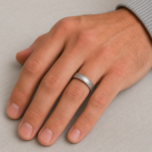 Titanium Men's 4mm Court Beaded Edge Matt Finish Ring