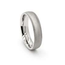 Titanium Men's 5mm Court Beaded Edge Matt Finish Ring