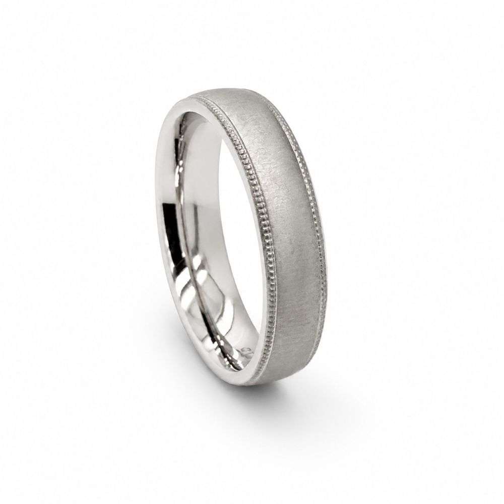 TIMTCTMILL5MM Titanium 5mm Traditional Court Beaded Edge Matt Finish Wedding ring Front Image