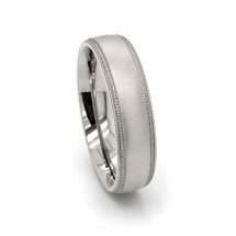 Titanium Men's 6mm Court Beaded Edge Matt Finish Ring