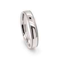 Titanium Men's 4mm Court Beaded Edge Polished Finish Ring