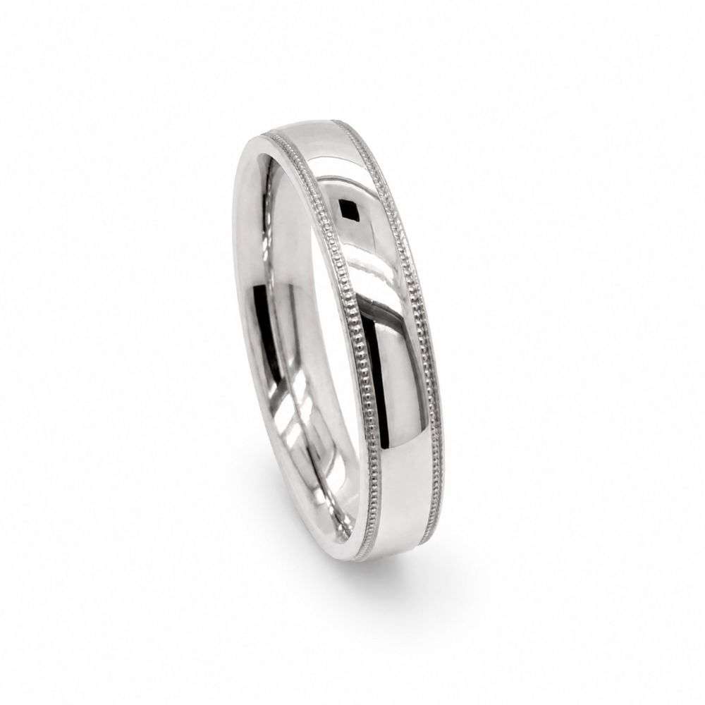 TIPOLCTMILL4MM Titanium 4mm Traditional Court Beaded Edge Polish Finish Wedding ring Front Image