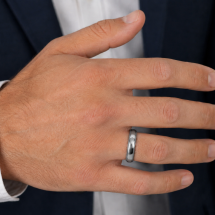 Titanium Men's 4mm Court Beaded Edge Polished Finish Ring