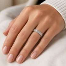 18ct White Gold 26pts Diamond Double Row Wedding Ring