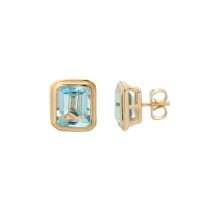 Burren 18K Gold Plated Lagoon Blue Quartz Earrings E1525-C(BT)