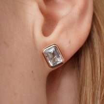 Burren 18K Gold Plated Lagoon Blue Quartz Earrings E1525-C(BT)