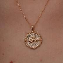 Burren 18K Gold Plated Queen Hearts Claddagh Pendant P1524