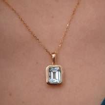 Burren 18K Gold Plated Lagoon Blue Quartz Pendant P1525-B(BT)