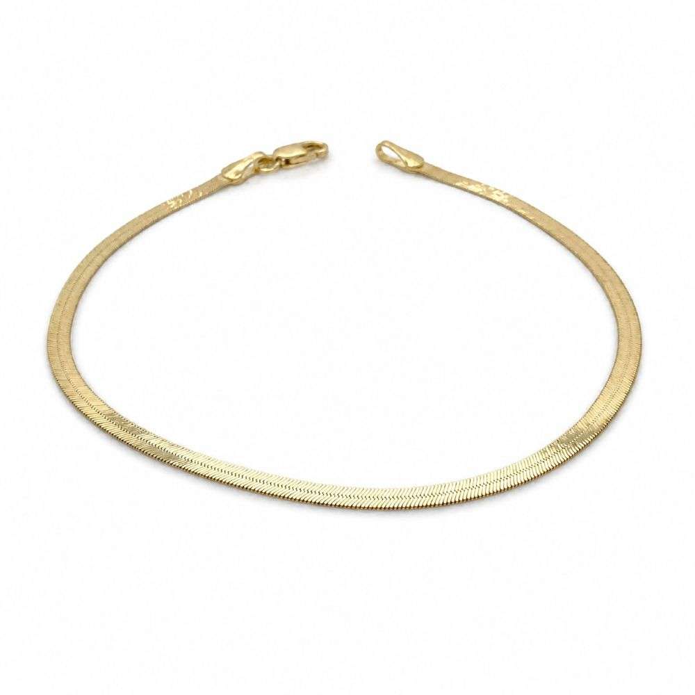 1.21.0092 9ct yellow herringbone flex link bracelet front image 1.21.0092 9ct yellow herringbone flex link bracelet front image