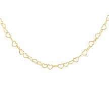 Sterling Silver Gold Plated Heart Links Necklace