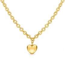 Sterling Silver Gold Puffed Heart Chunky Chain