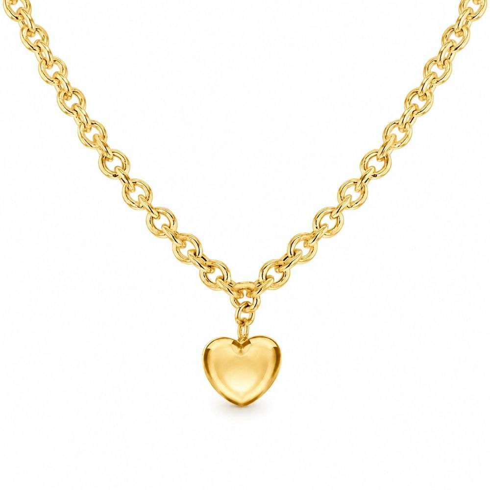8.14.6674 Sterling Silver Gold Plated Puff Heart Belcher Necklace 46cm main image