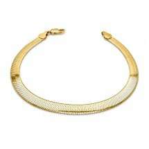Sterling Silver Gold Plated Herringbone Links Bracelet