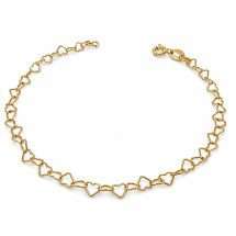 Sterling Silver Gold Plated Heart Links Bracelet